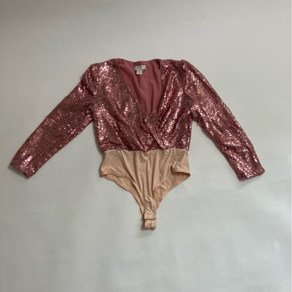Collective the Label Tops - COLLECTIVE THE LABEL pink sequin bodysuit